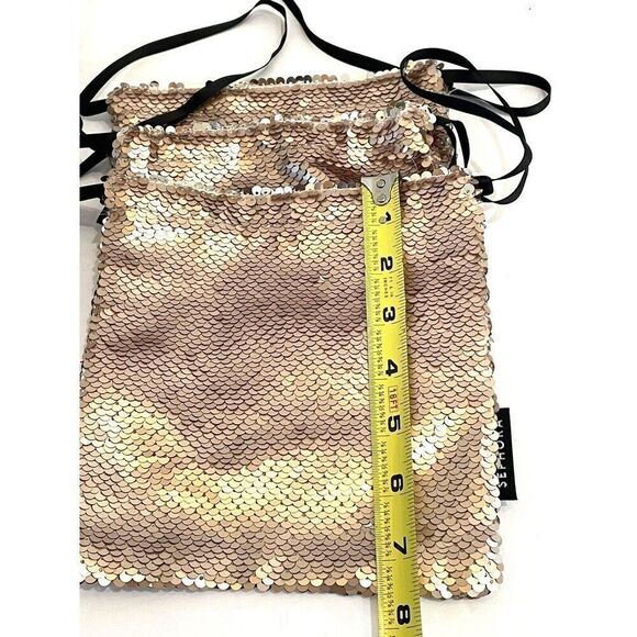 Sequined Makeup Bag Rose Gold Drawstring Pouch Limited Edition Lot of 6 Girls - Picture 12 of 16